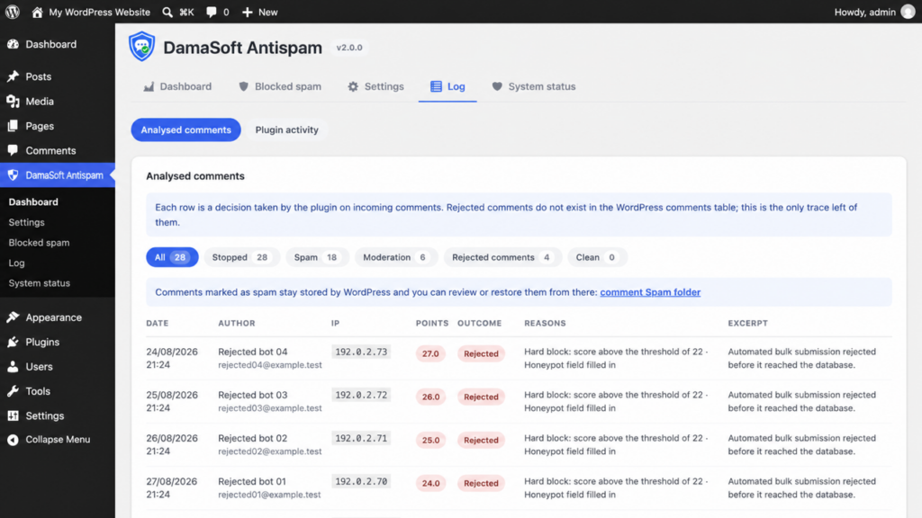 DamaSoft Antispam ยท schermata 3