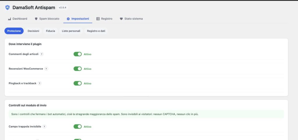 Impostazioni Antispam per commenti WordPress e recensioni WooCommerce