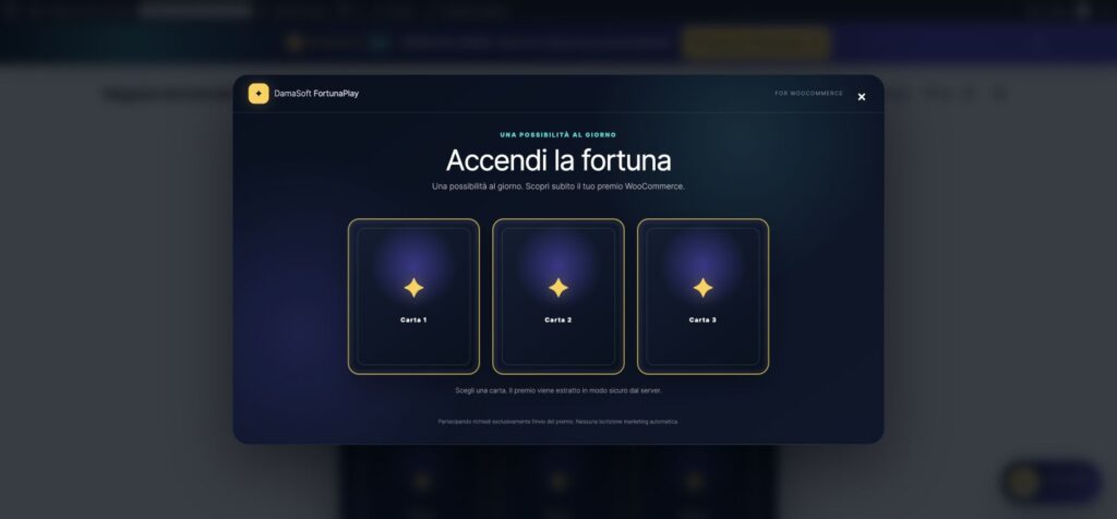 Carte fortunate di FortunaPlay nel negozio dimostrativo