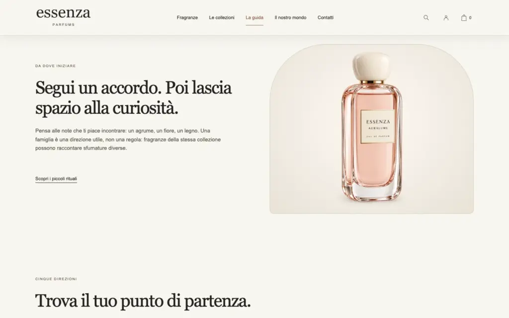 Guida alle fragranze Essenza con Auralume e introduzione alle famiglie olfattive
